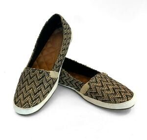 Reef Summer Love Flats Sz 9.5 Black Burlap Woven Hemp Slip On Summer Shoes